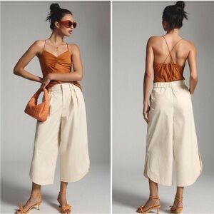 Mare Mare Curved Hem Chino Pants Cropped Wide Leg Sand S